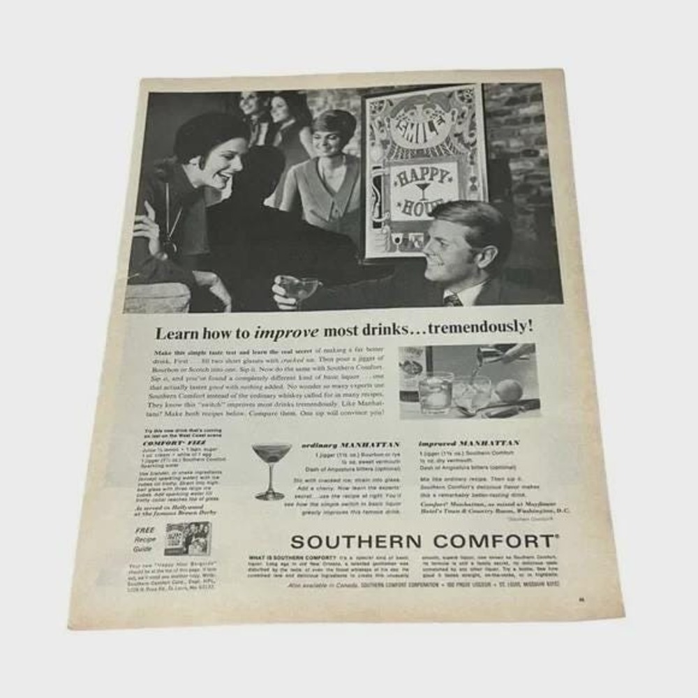 1970‎ Southern Comfort Improve Most Drinks Original Vintage Print Ad